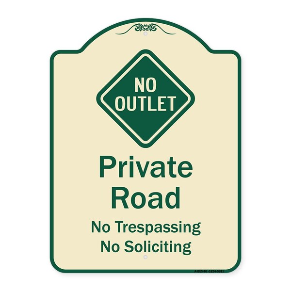 Designer Series-Private Road No Trespassing Or Soliciting With No Outlet Symbo, 24" H, TG-1824-9911
